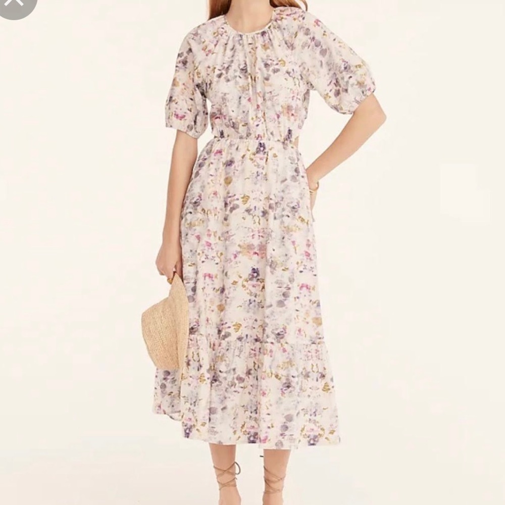 Jcrew x flora obscura open-back dress